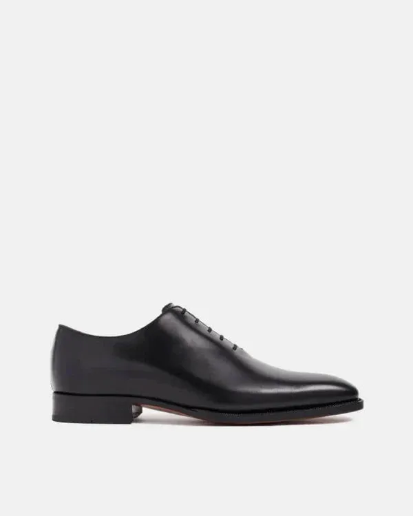 Black Leather Eulalie Whole Cut Oxfords - Formal Shoes