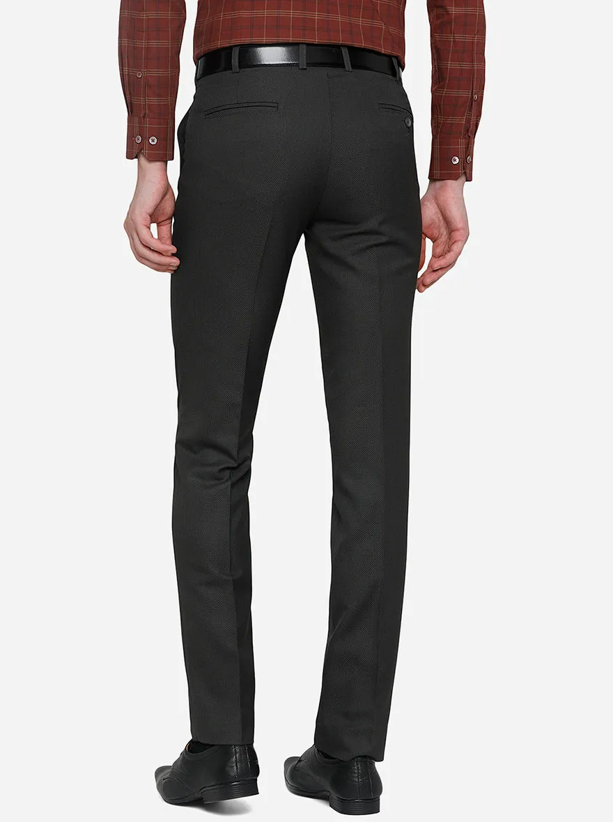 Black Solid Slim Fit Formal Trouser | Greenfibre