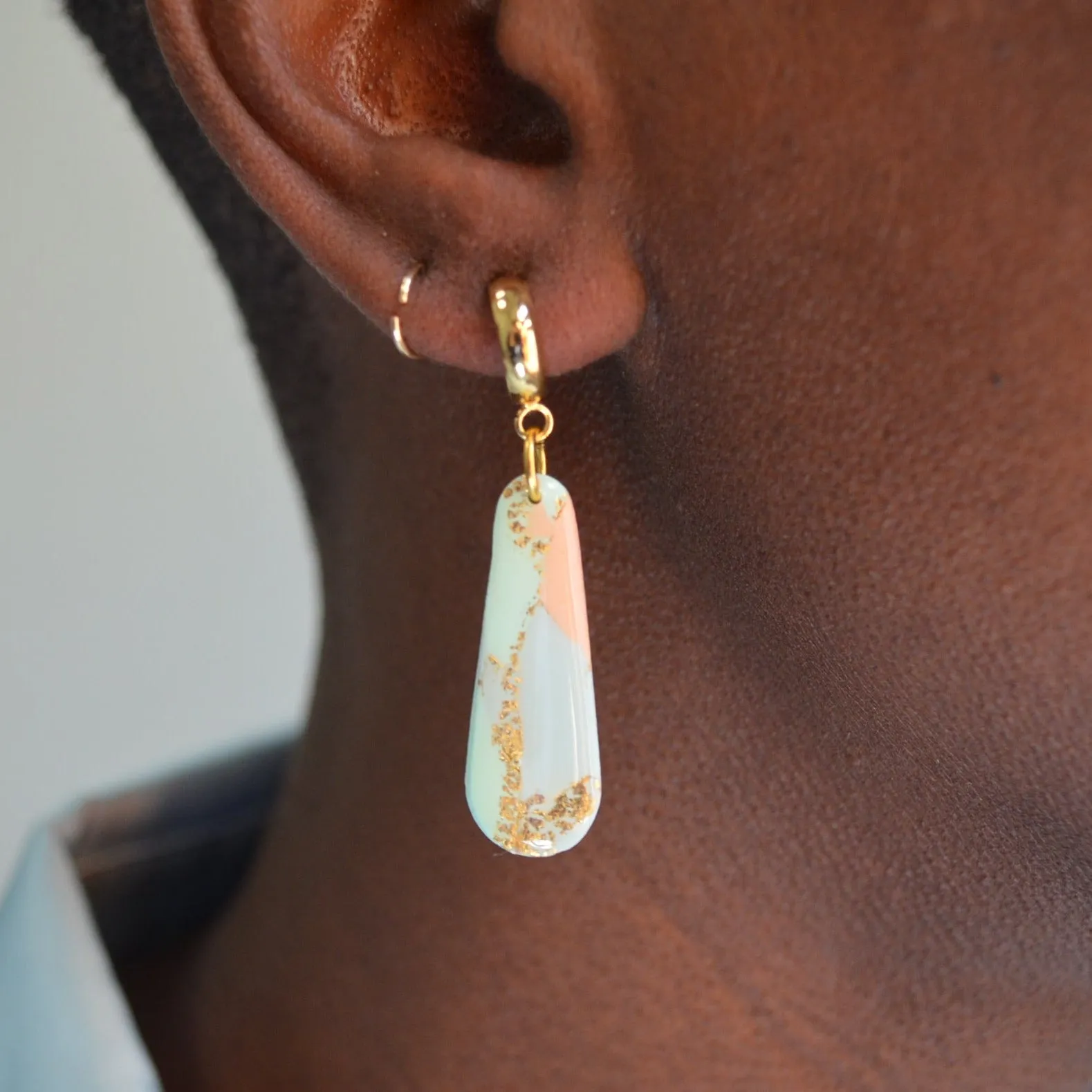 Blue Burns Orange Statement Earrings