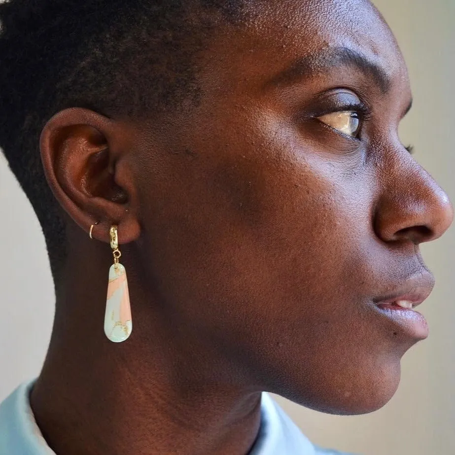 Blue Burns Orange Statement Earrings