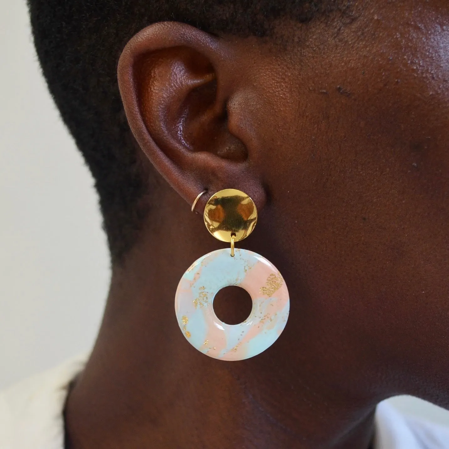 Blue Burns Orange Statement Earrings