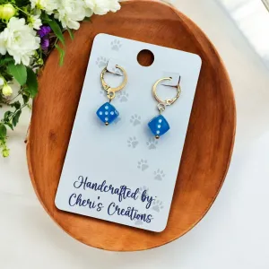 Blue Mini Dice Acrylic Dangle Earrings
