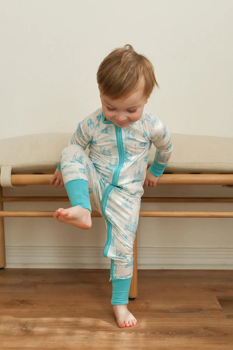 Blue Toile Zipper Pajama