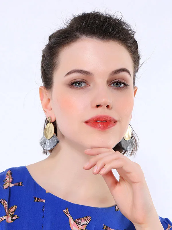 Bohemian Fan-shaped Fringed Earrings