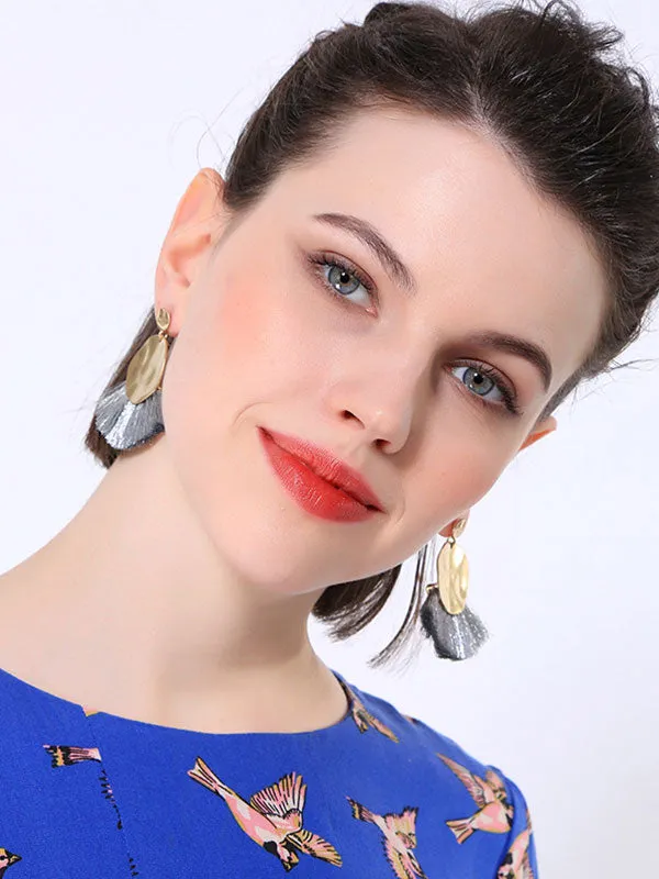 Bohemian Fan-shaped Fringed Earrings
