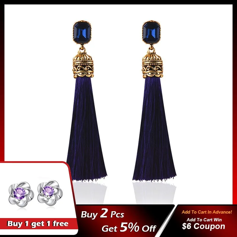Bohemian Vintage Silk Tassel Earrings