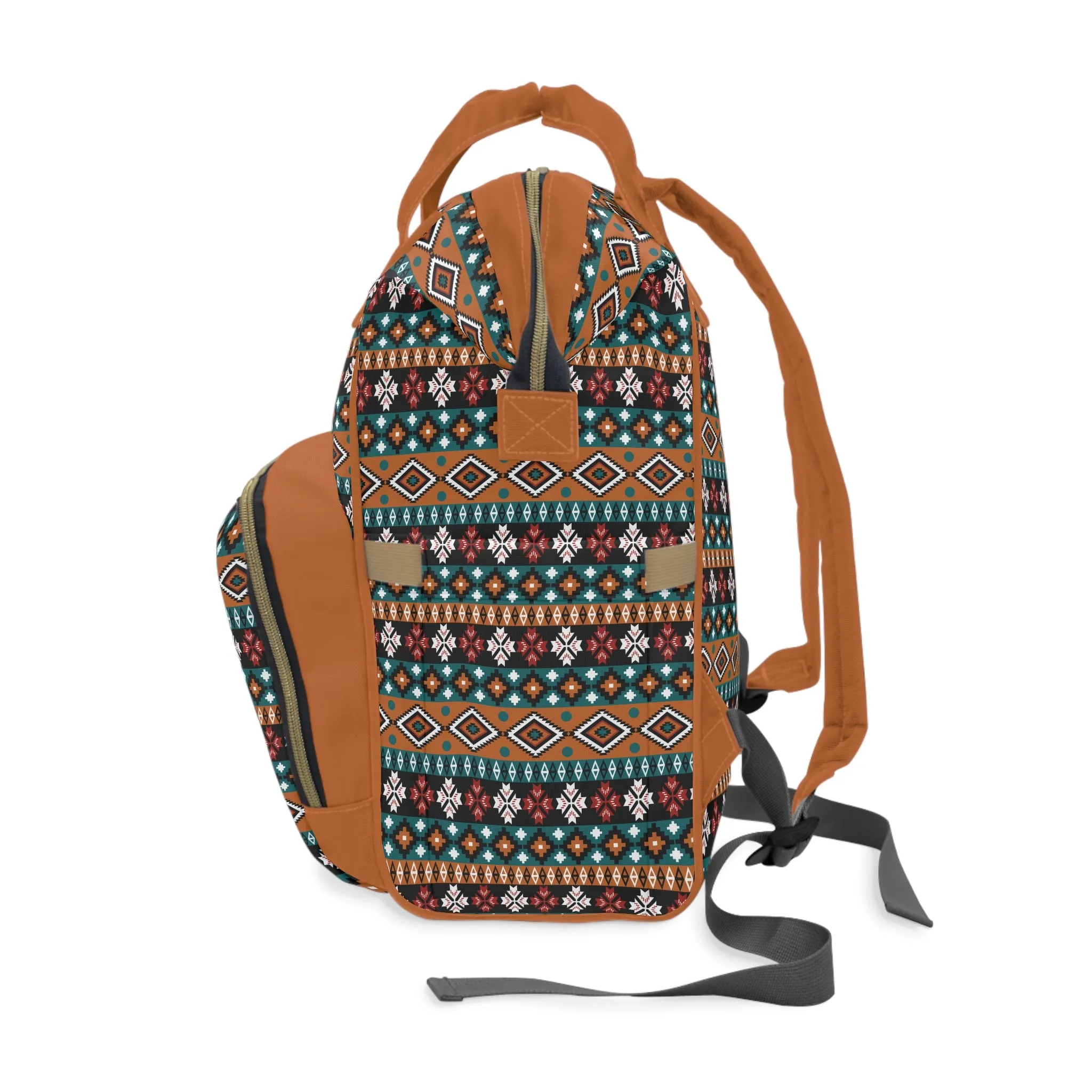 Boho-Chic Aztec Diaper Backpack - Multifunctional & Durable Nylon Changing Bag with Tribal Patterns, Spacious & Organized for Modern Parents
