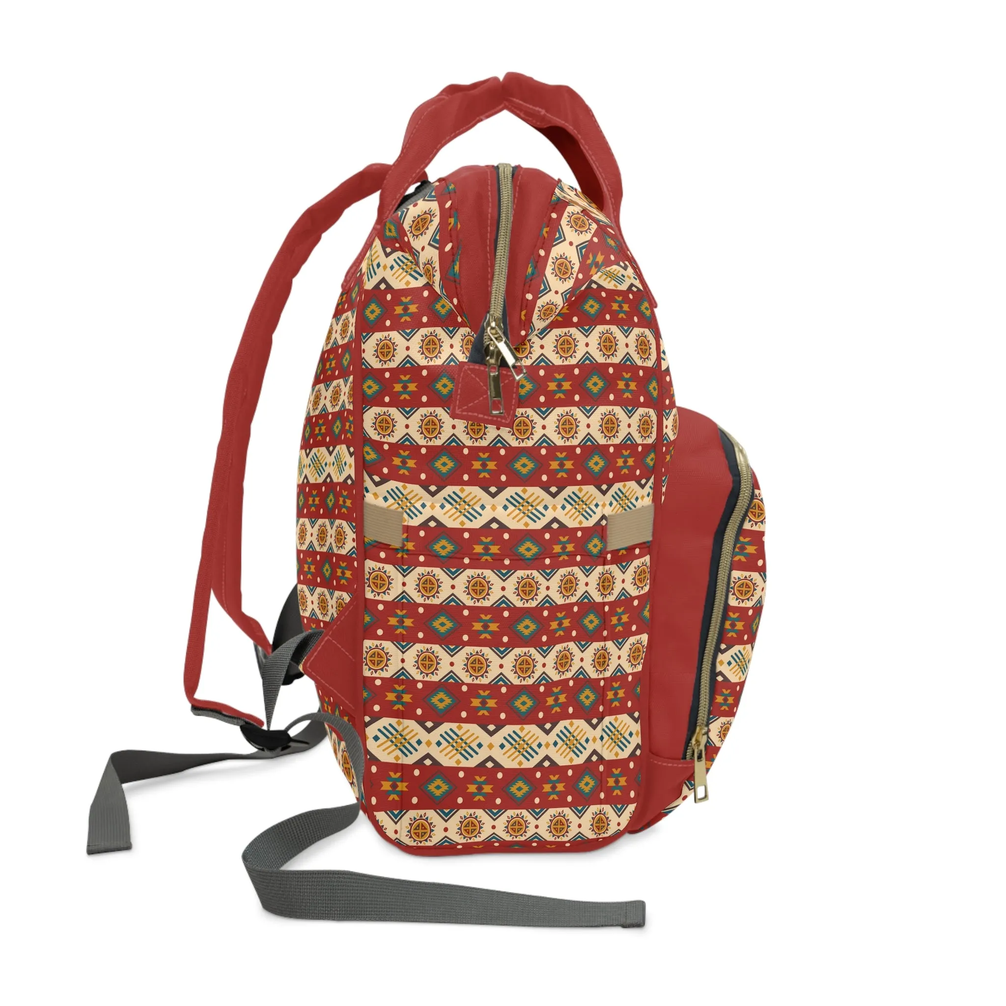 Boho-Chic Aztec Diaper Backpack - Multifunctional & Durable Nylon Changing Bag with Tribal Patterns, Spacious & Organized for Modern Parents