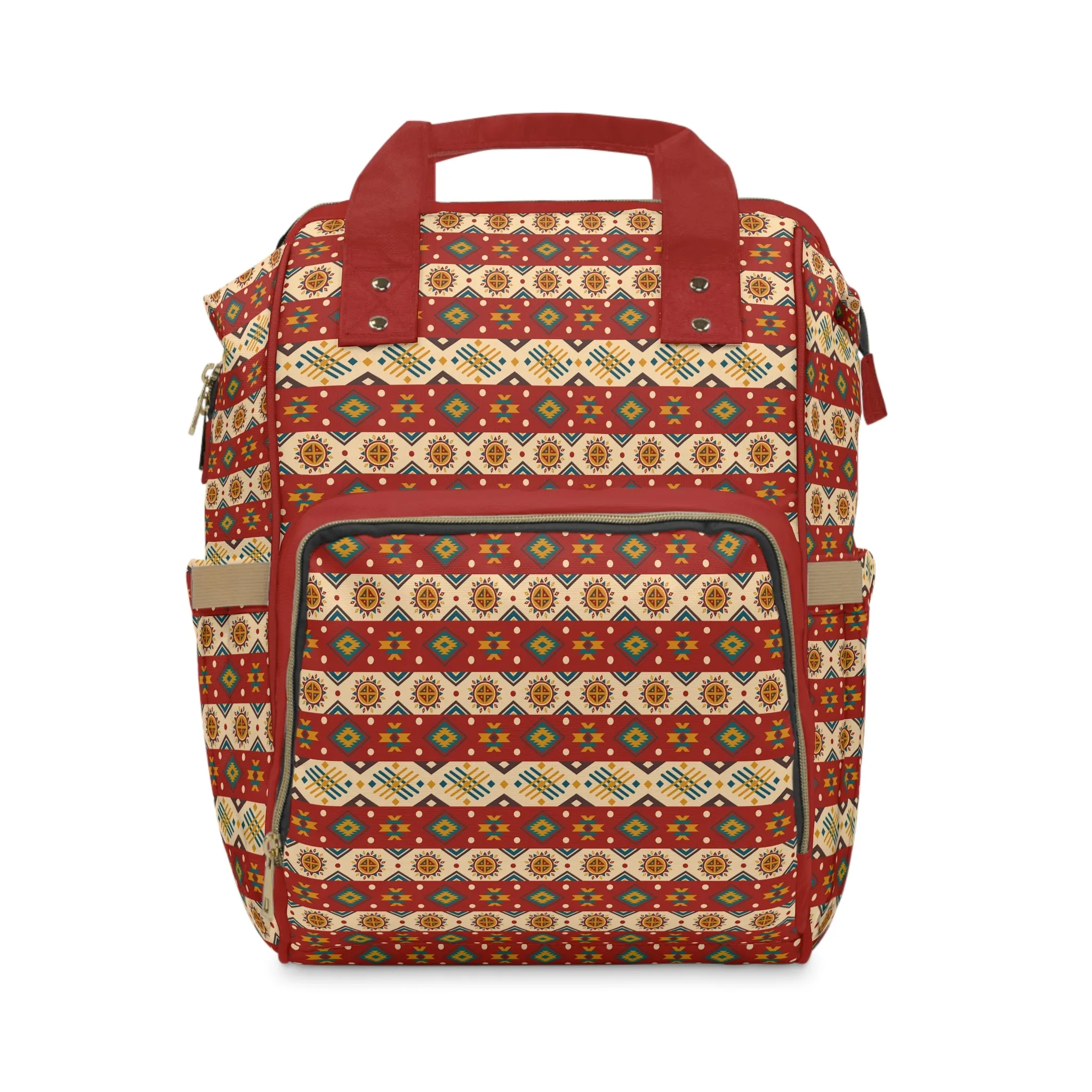 Boho-Chic Aztec Diaper Backpack - Multifunctional & Durable Nylon Changing Bag with Tribal Patterns, Spacious & Organized for Modern Parents