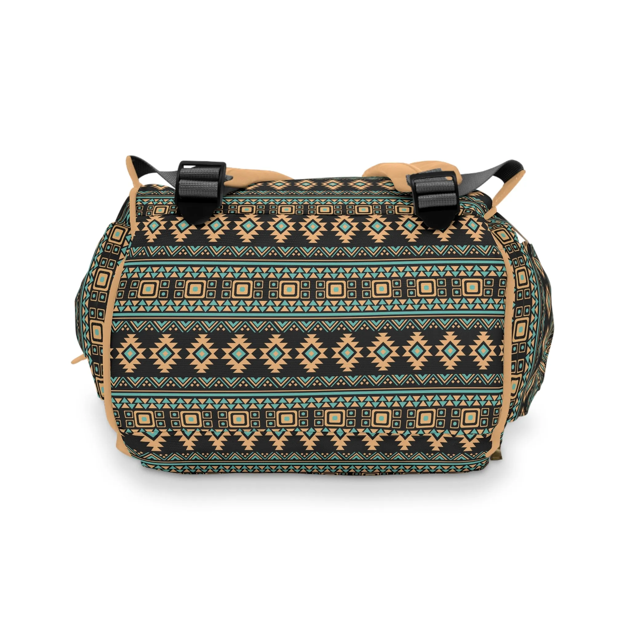 Boho-Chic Aztec Diaper Backpack - Multifunctional & Durable Nylon Changing Bag with Tribal Patterns, Spacious & Organized for Modern Parents