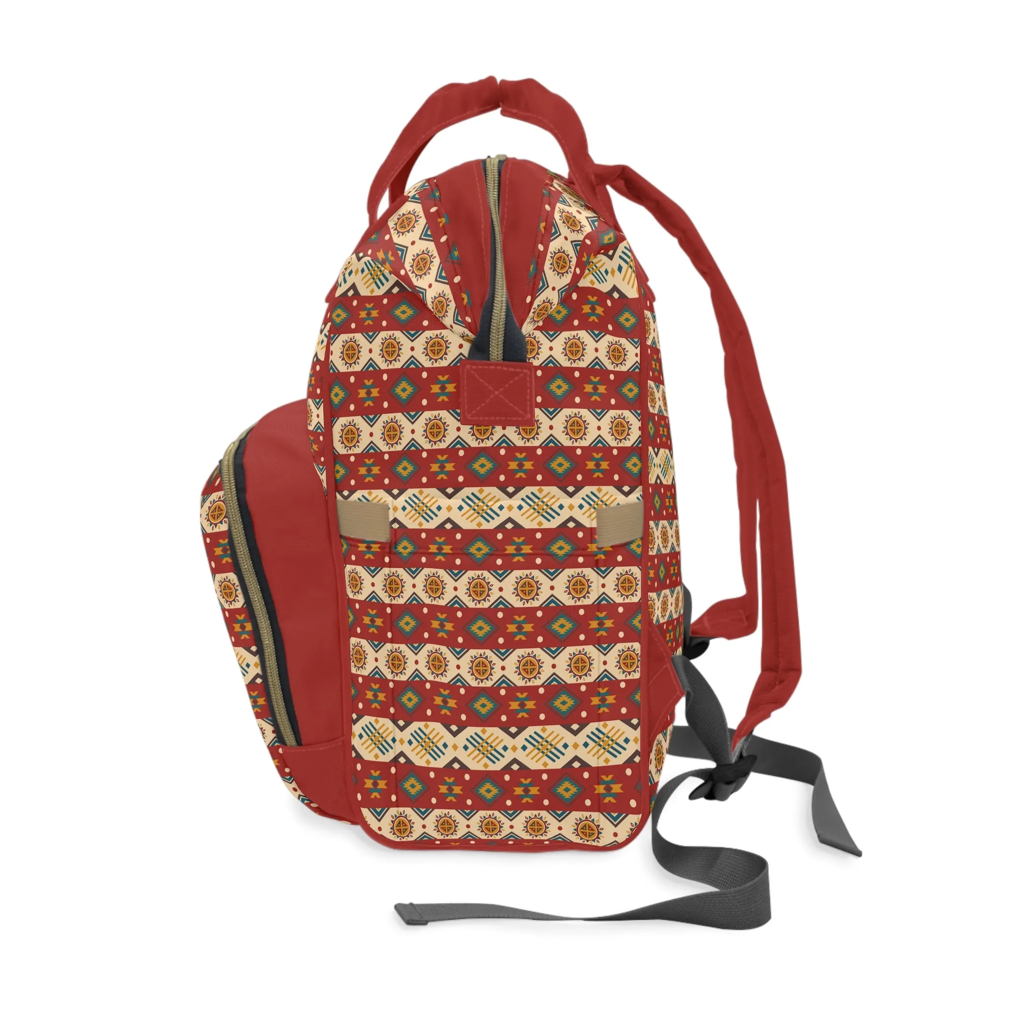 Boho-Chic Aztec Diaper Backpack - Multifunctional & Durable Nylon Changing Bag with Tribal Patterns, Spacious & Organized for Modern Parents