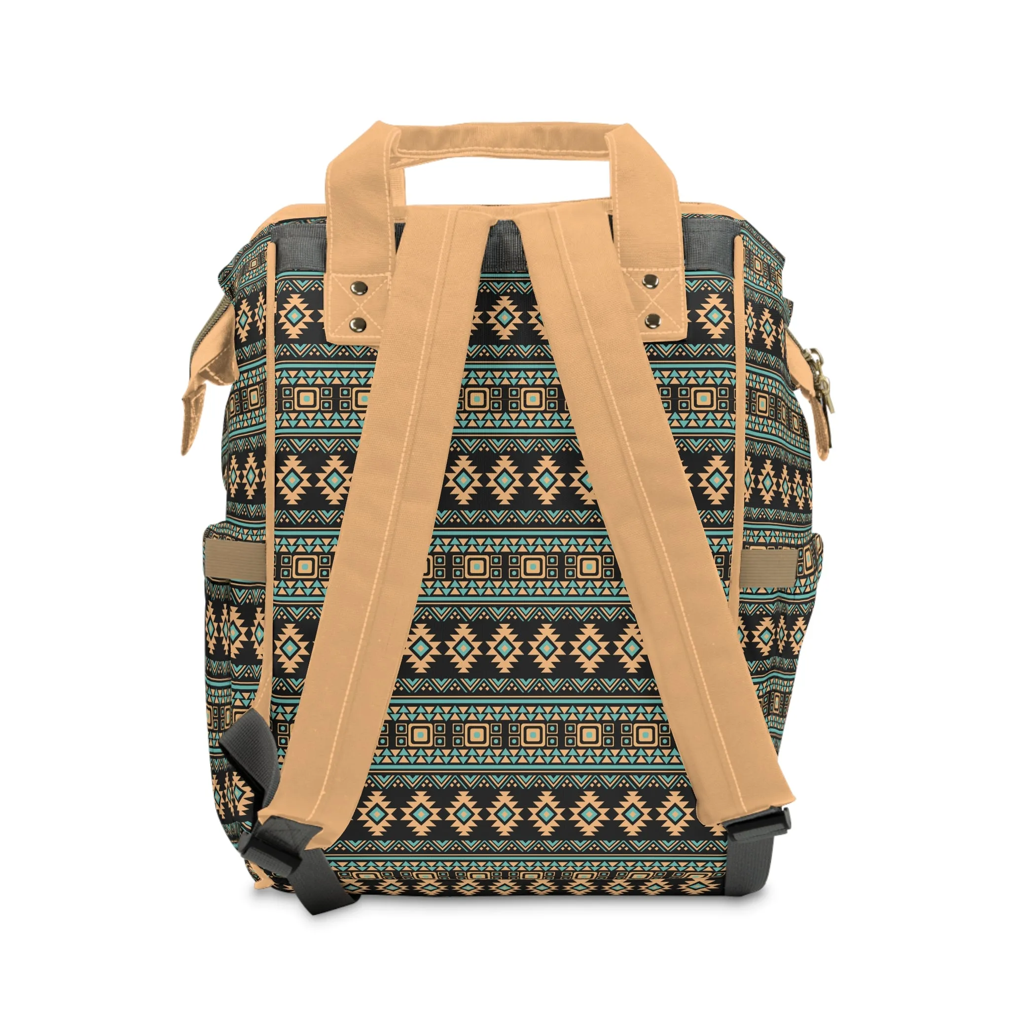 Boho-Chic Aztec Diaper Backpack - Multifunctional & Durable Nylon Changing Bag with Tribal Patterns, Spacious & Organized for Modern Parents