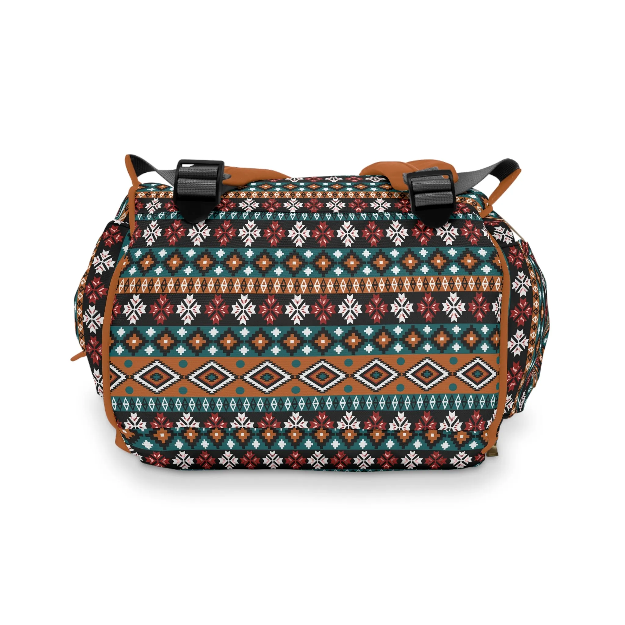 Boho-Chic Aztec Diaper Backpack - Multifunctional & Durable Nylon Changing Bag with Tribal Patterns, Spacious & Organized for Modern Parents