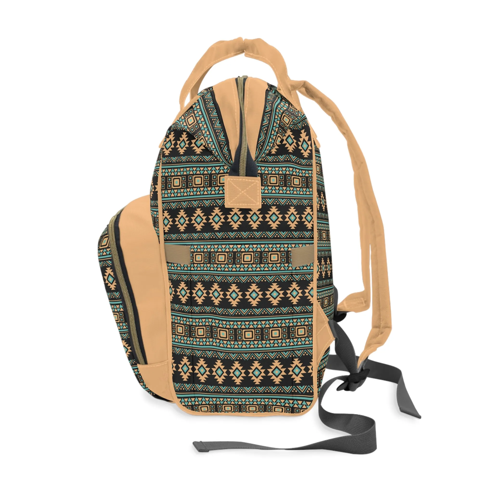 Boho-Chic Aztec Diaper Backpack - Multifunctional & Durable Nylon Changing Bag with Tribal Patterns, Spacious & Organized for Modern Parents