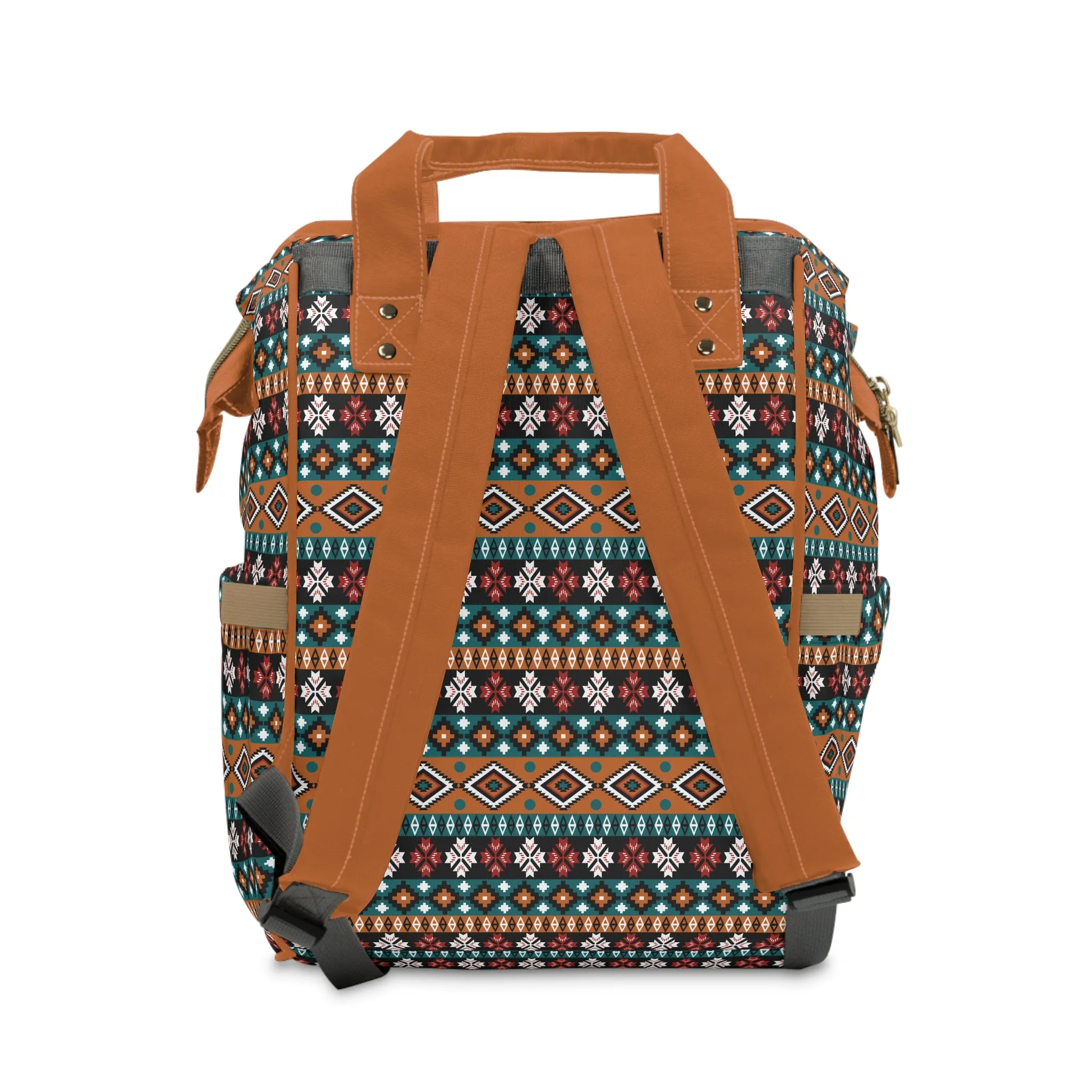 Boho-Chic Aztec Diaper Backpack - Multifunctional & Durable Nylon Changing Bag with Tribal Patterns, Spacious & Organized for Modern Parents