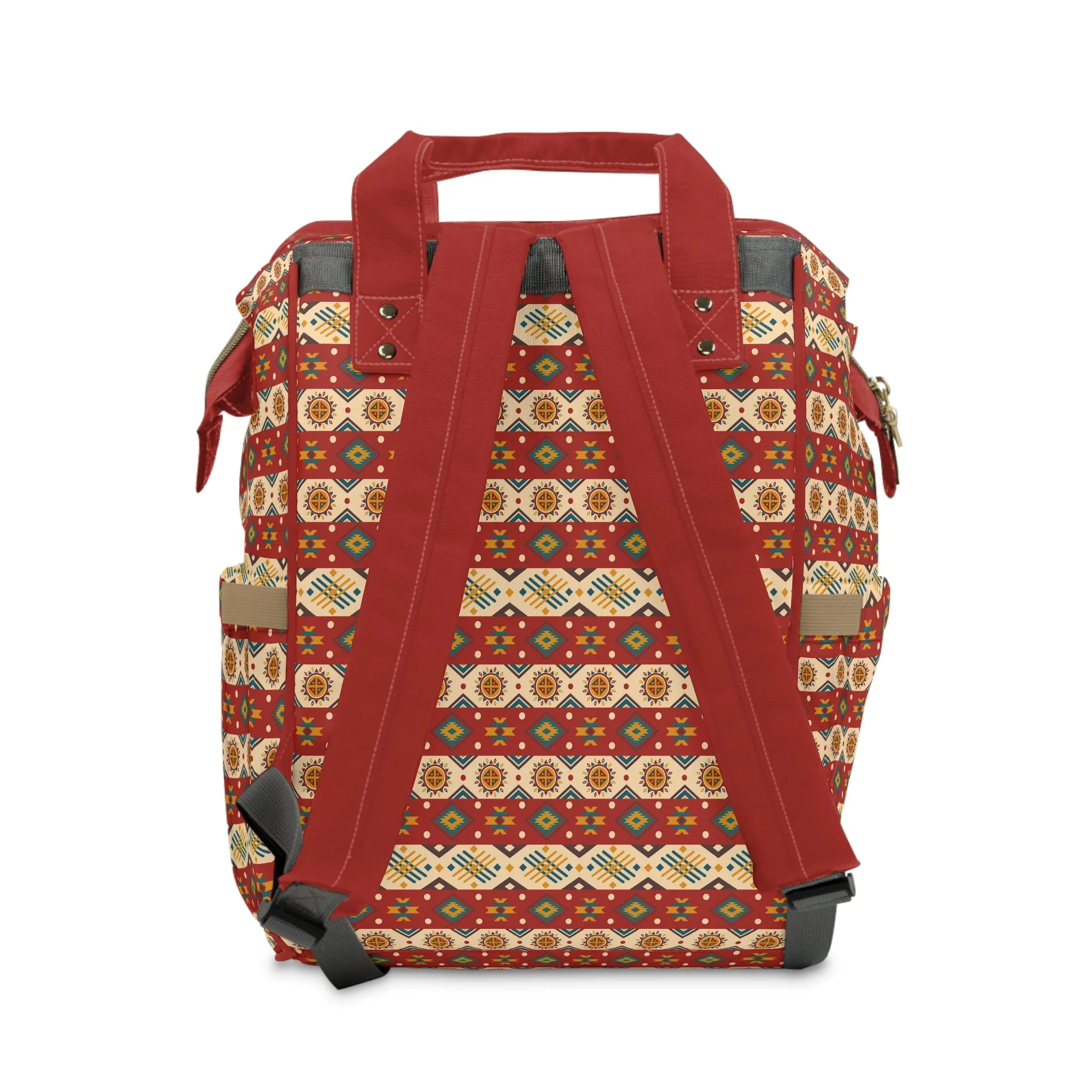 Boho-Chic Aztec Diaper Backpack - Multifunctional & Durable Nylon Changing Bag with Tribal Patterns, Spacious & Organized for Modern Parents