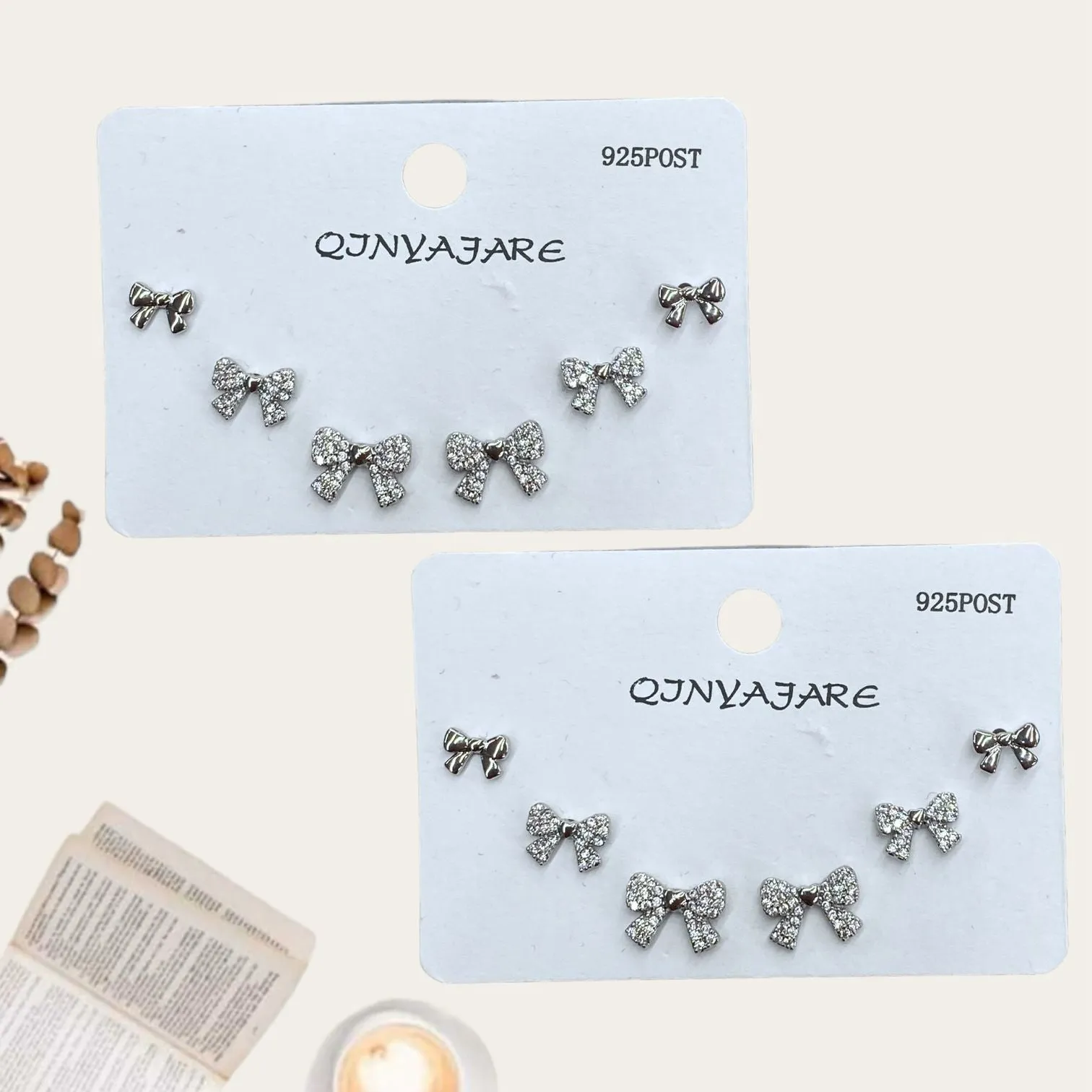 Bow Tie Stud Earring Set