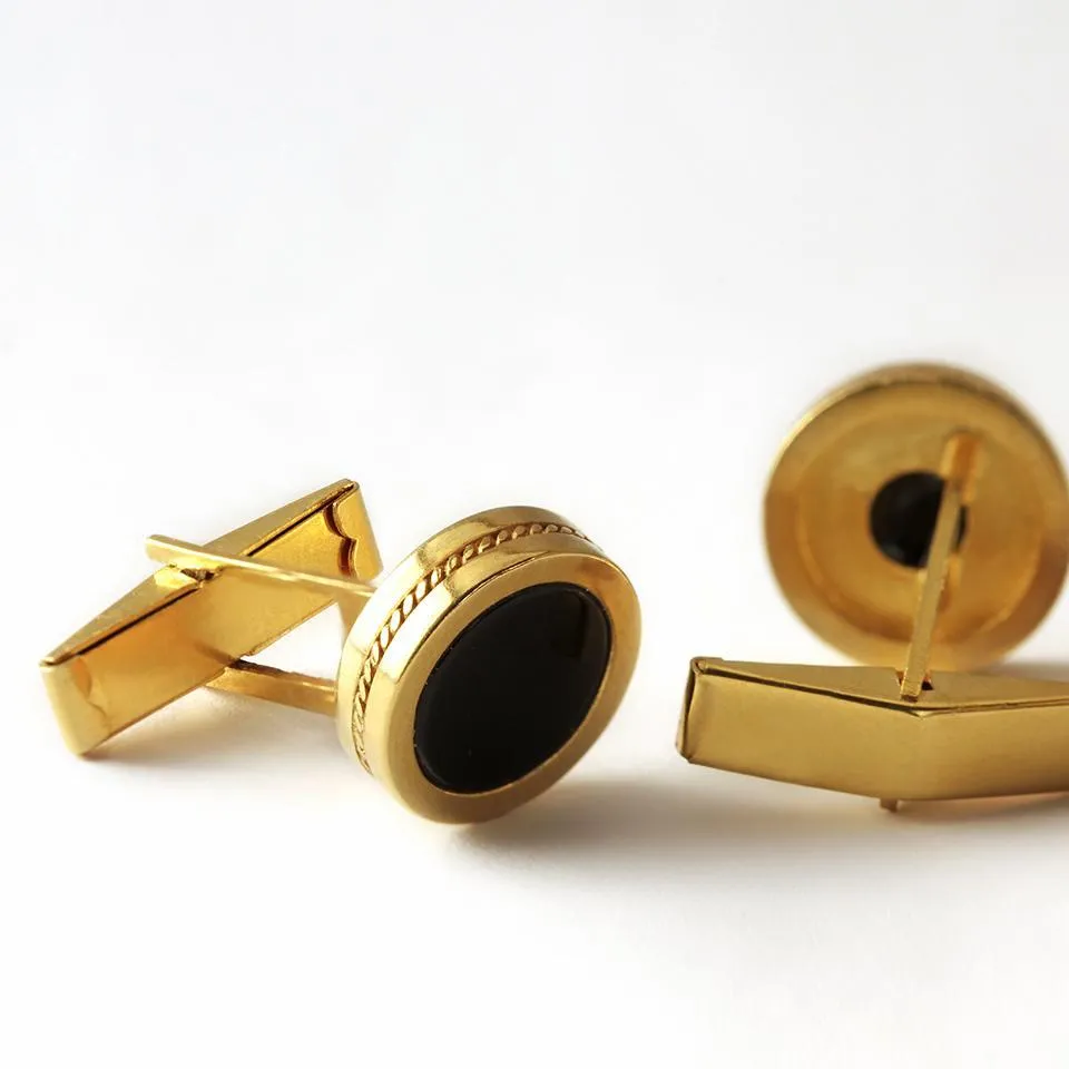 Boxy twins- black and gold cufflinks