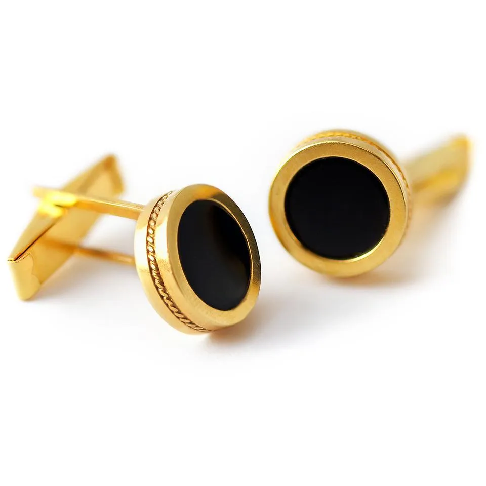 Boxy twins- black and gold cufflinks