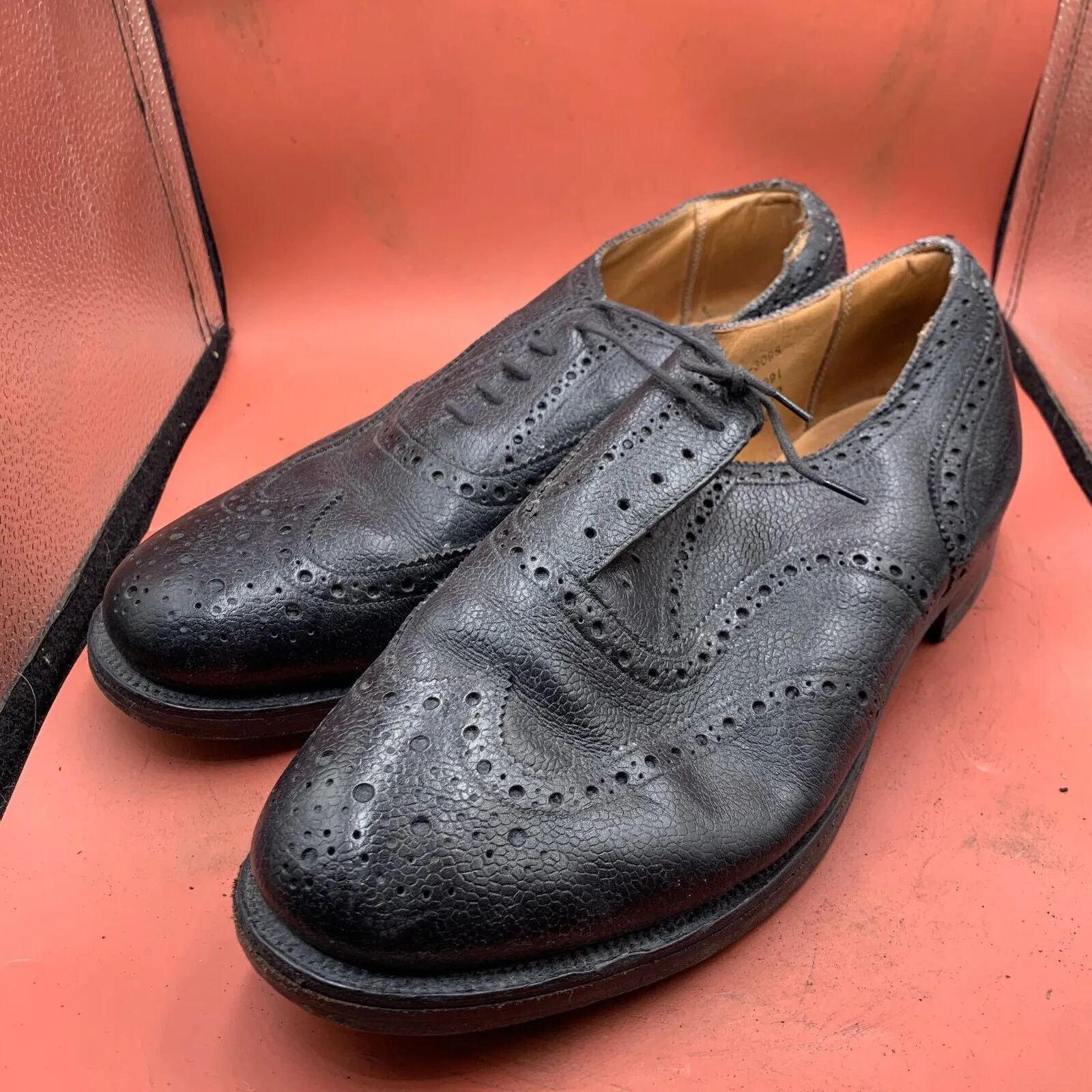 British Army Scottish Highland Black Leather Dress Shoes Brogues - Size UK 10L