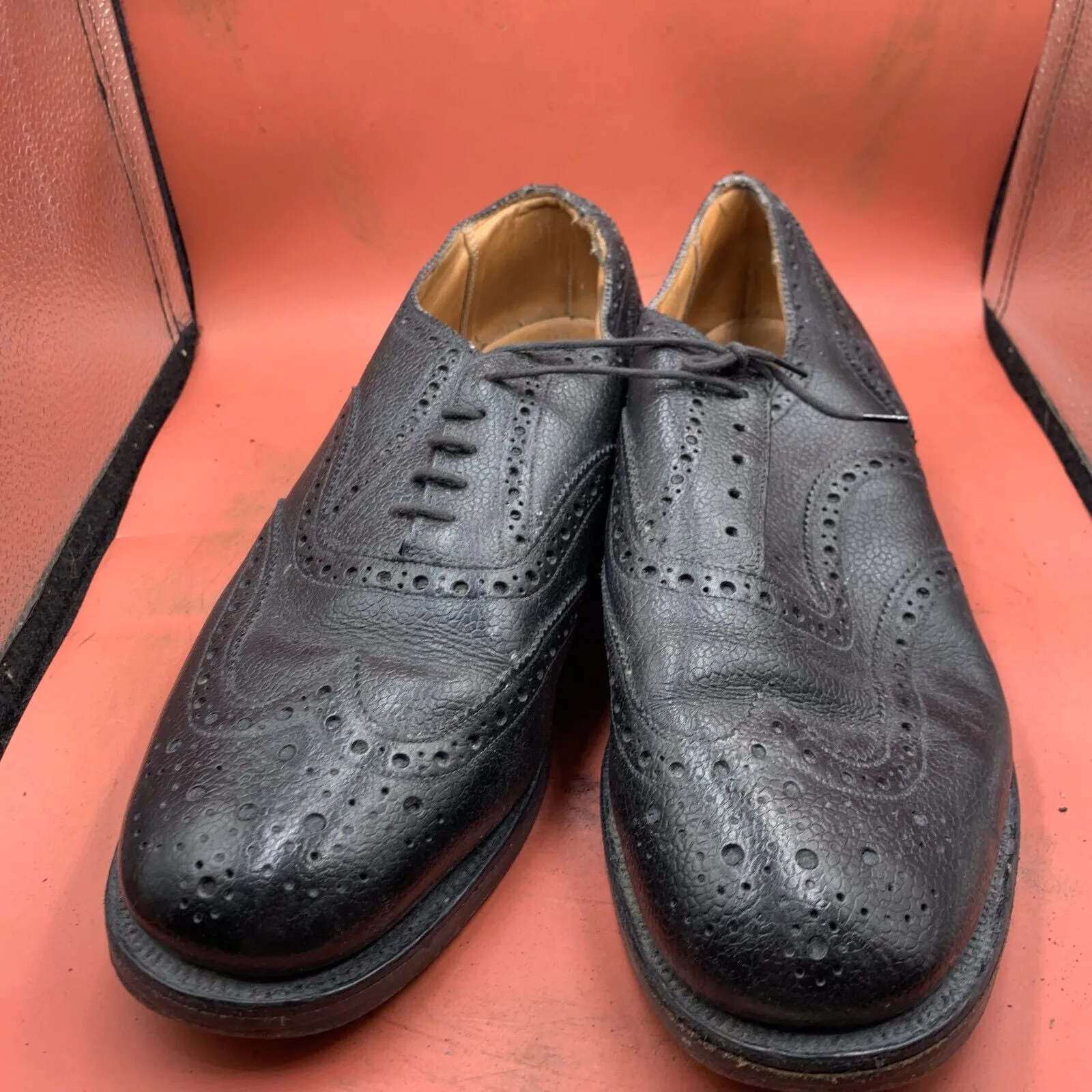 British Army Scottish Highland Black Leather Dress Shoes Brogues - Size UK 10L