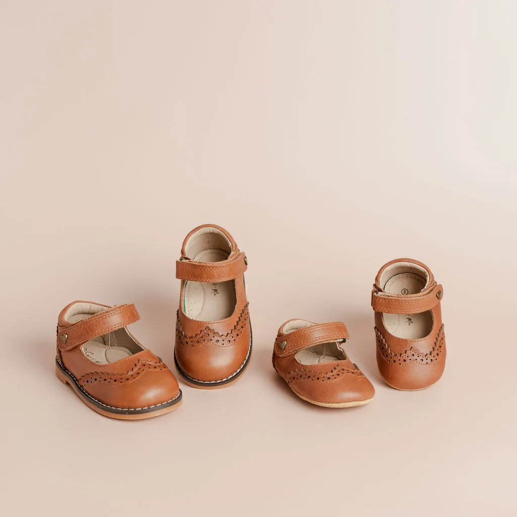 Brogue Mary Janes - Tan