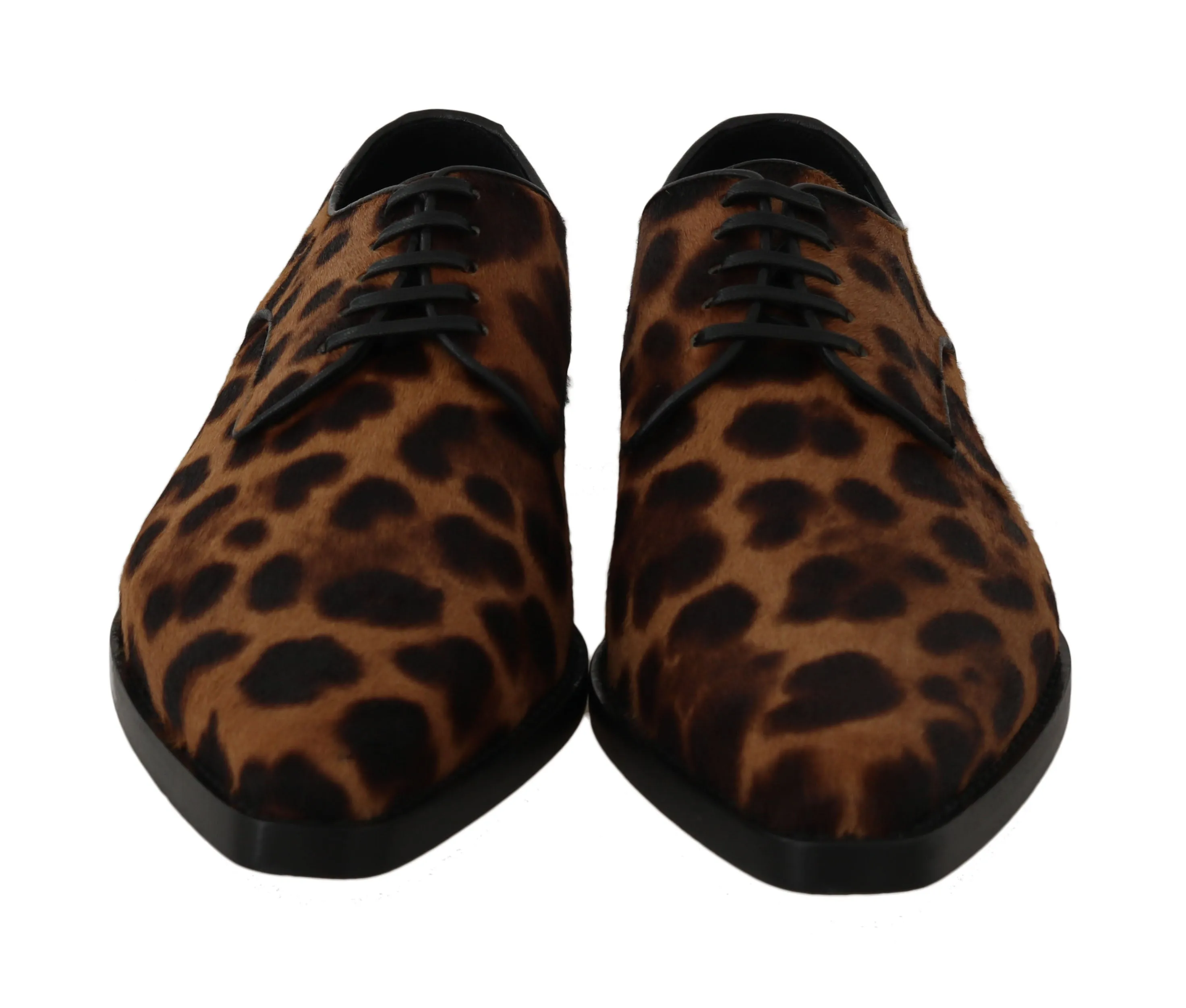 Brown Leopard Print Pony Hair Oxfords