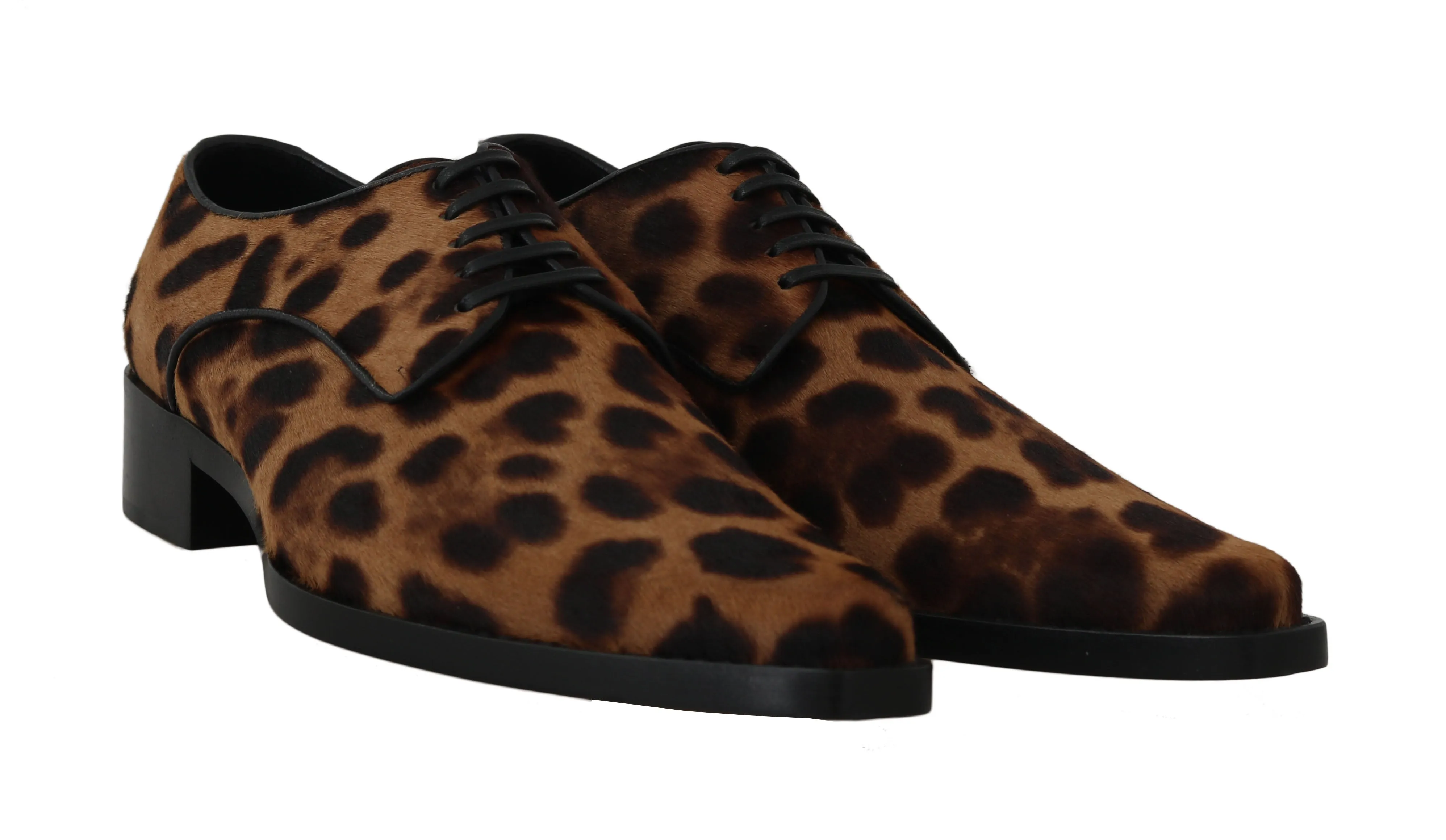 Brown Leopard Print Pony Hair Oxfords