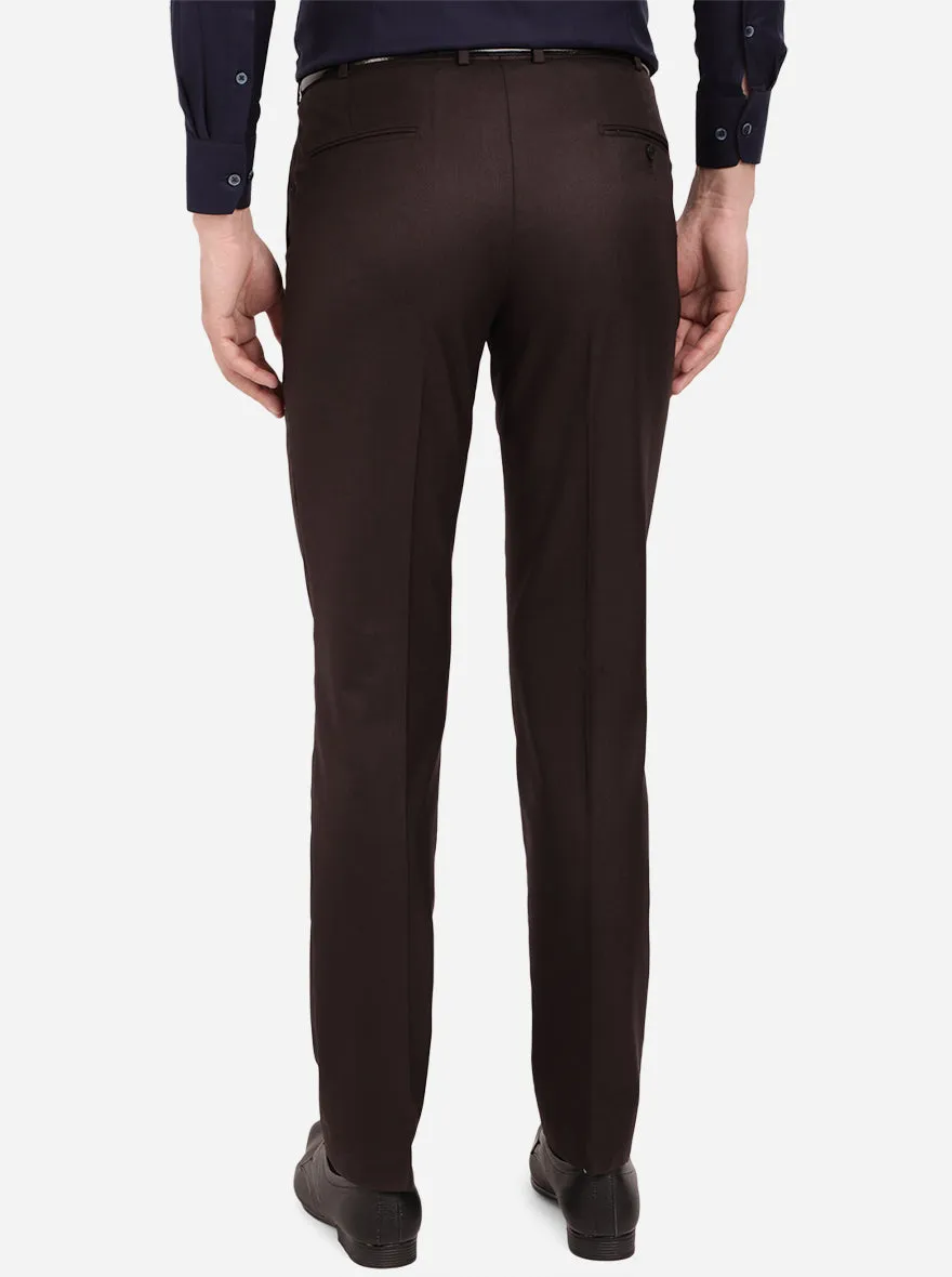 Brown Solid Classic Fit Formal Trouser | Greenfibre