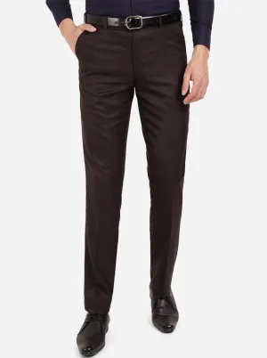 Brown Solid Classic Fit Formal Trouser | Greenfibre