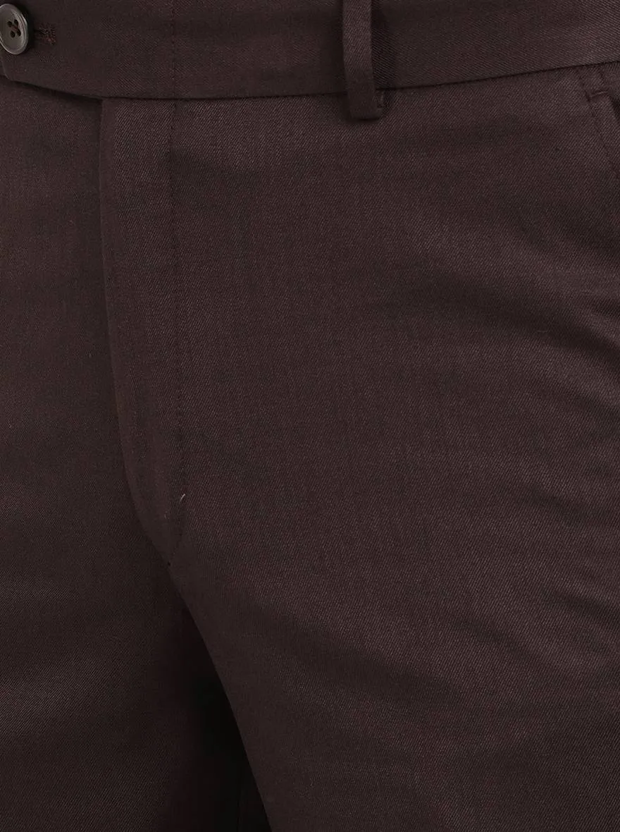 Brown Solid Classic Fit Formal Trouser | Greenfibre