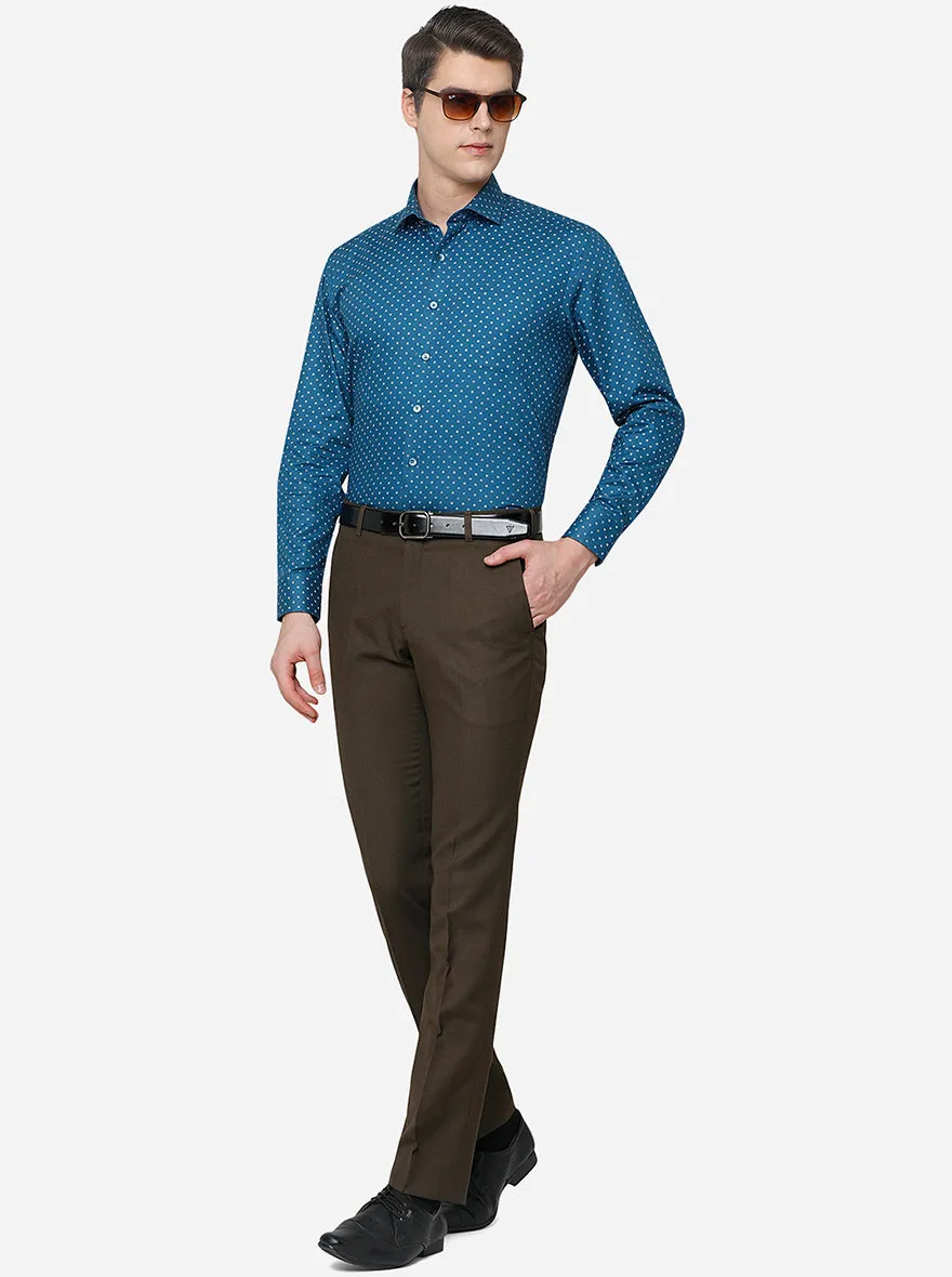 Brown Solid Slim Fit Formal Trouser | Greenfibre