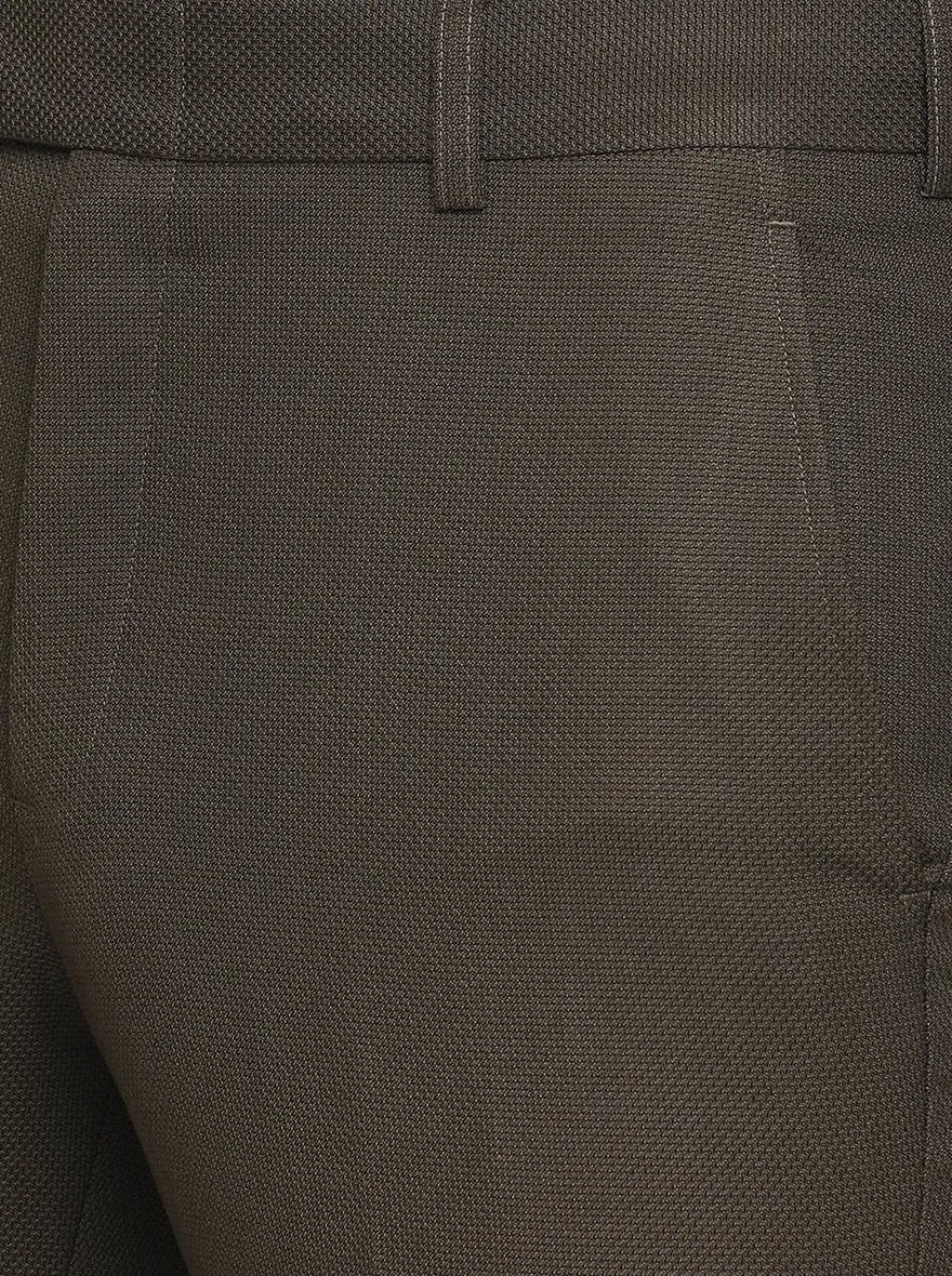 Brown Solid Slim Fit Formal Trouser | Greenfibre