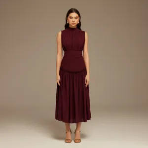Burgundy Chiffon ankle length Dress