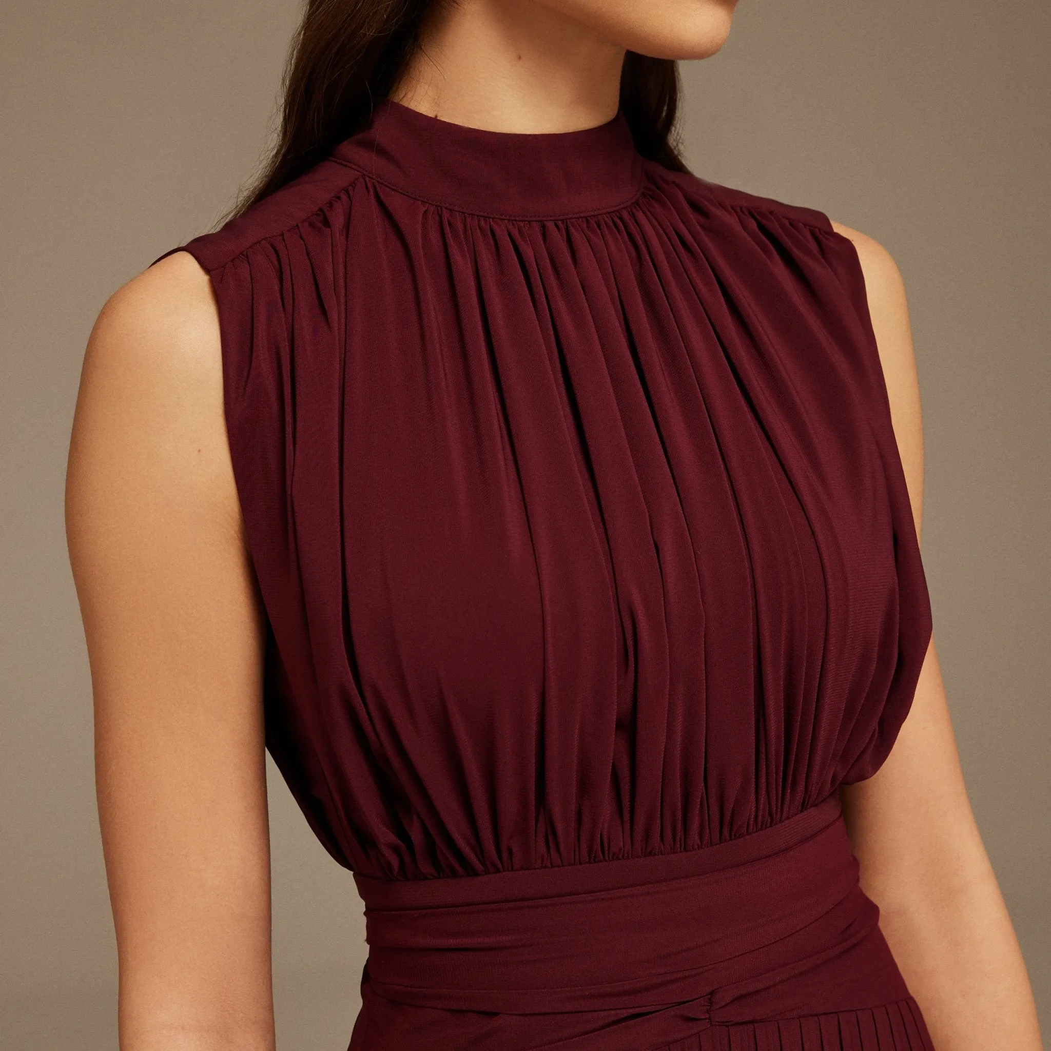 Burgundy Chiffon ankle length Dress