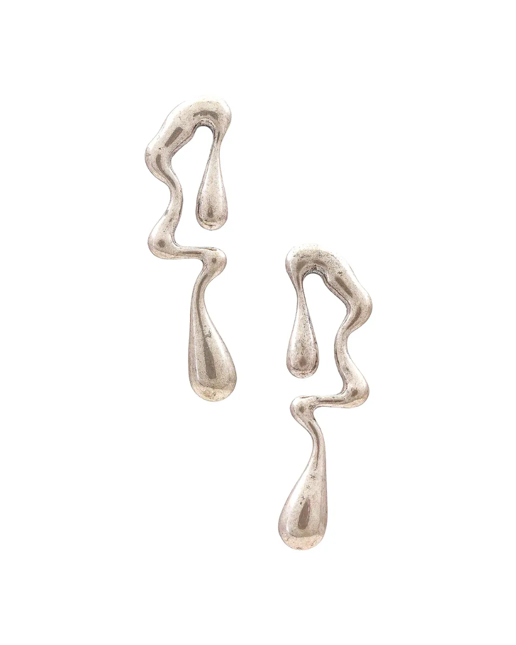 BURNISHED SILVER DROP EARRING