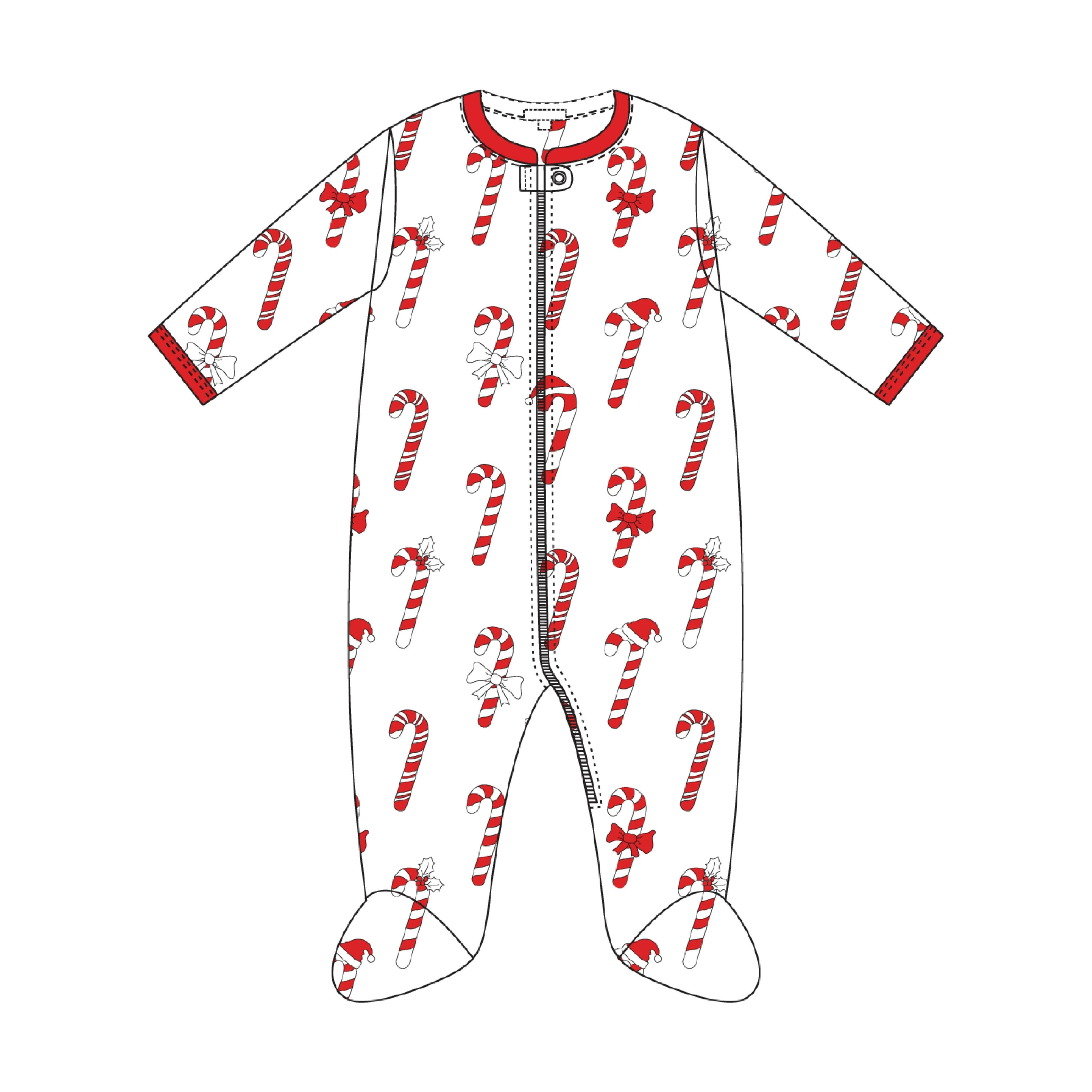 Candy Canes Zipper Footie