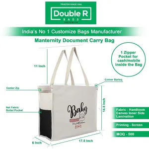 Canvas Shoulder Carry First Maternity/Diaper Bag for Pregnant Women - DOUBLE R BAGS