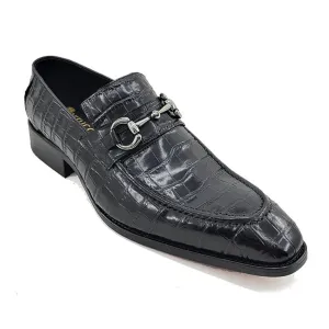 Carrucci Buckle Loafer w Gator Embossed Leather KS503-61E