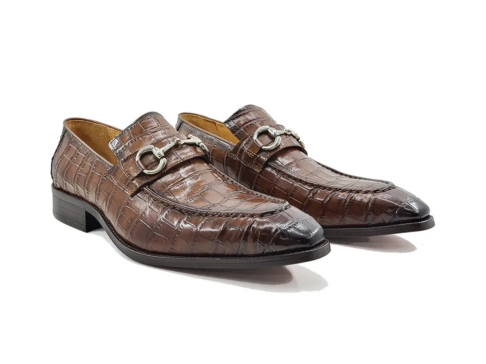 Carrucci Buckle Loafer w Gator Embossed Leather KS503-61E