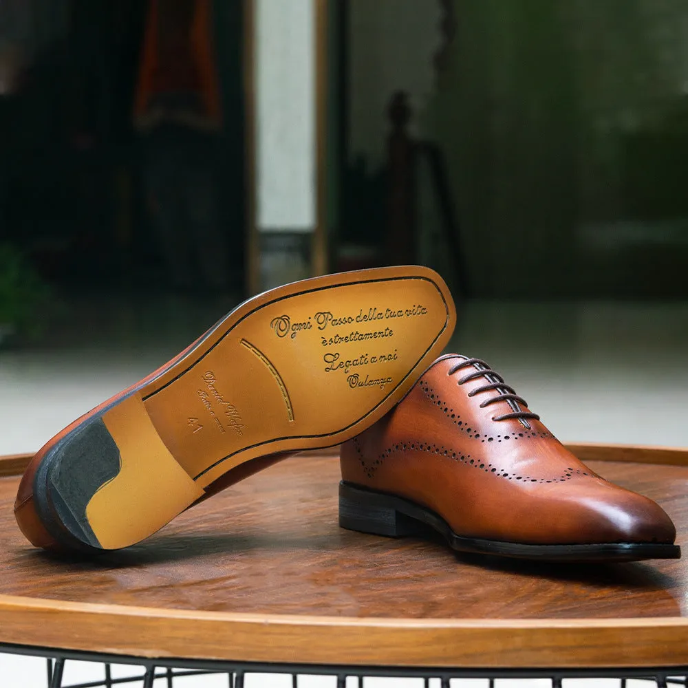 Carved Brock Dress Small Square Head Men's Oxford Shoes