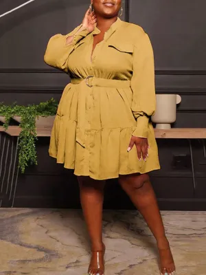 Casual Button Down A-Line Dress
