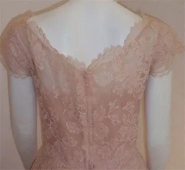 CEIL CHAPMAN 1950s Light Pink Lace Cocktail Dress