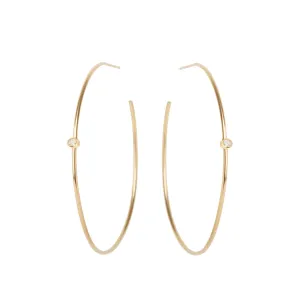 Center Bezel Diamond Hoops