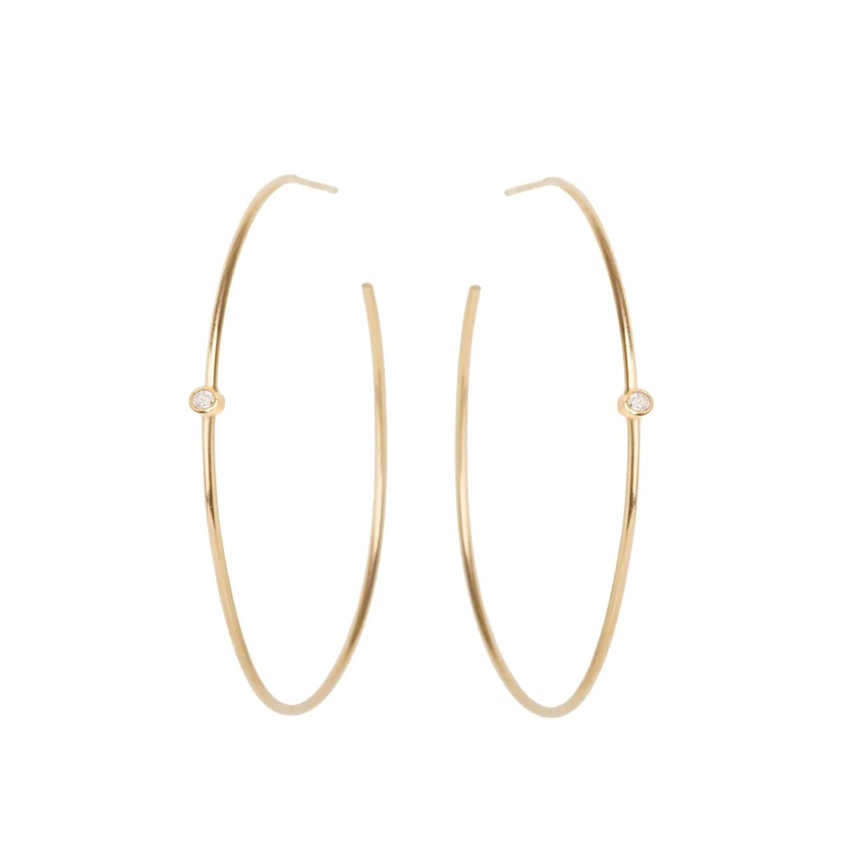 Center Bezel Diamond Hoops