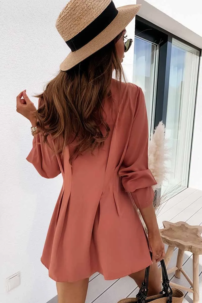 Chicindress V-neck Button Long Sleeve Mini Dress