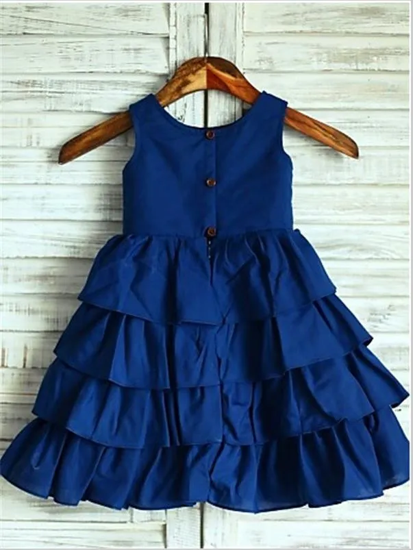 Chiffon Princess Scoop Layers Flower Girl Dresses Tea Length Dress