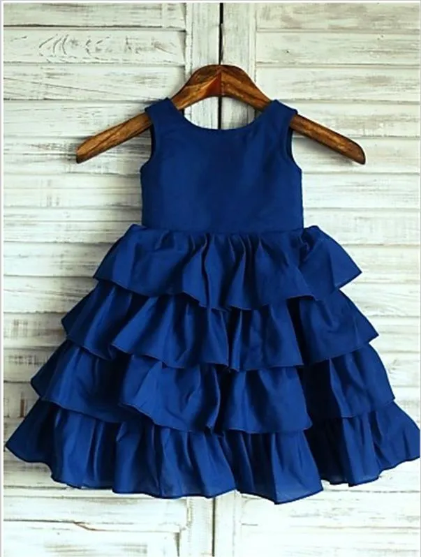 Chiffon Princess Scoop Layers Flower Girl Dresses Tea Length Dress