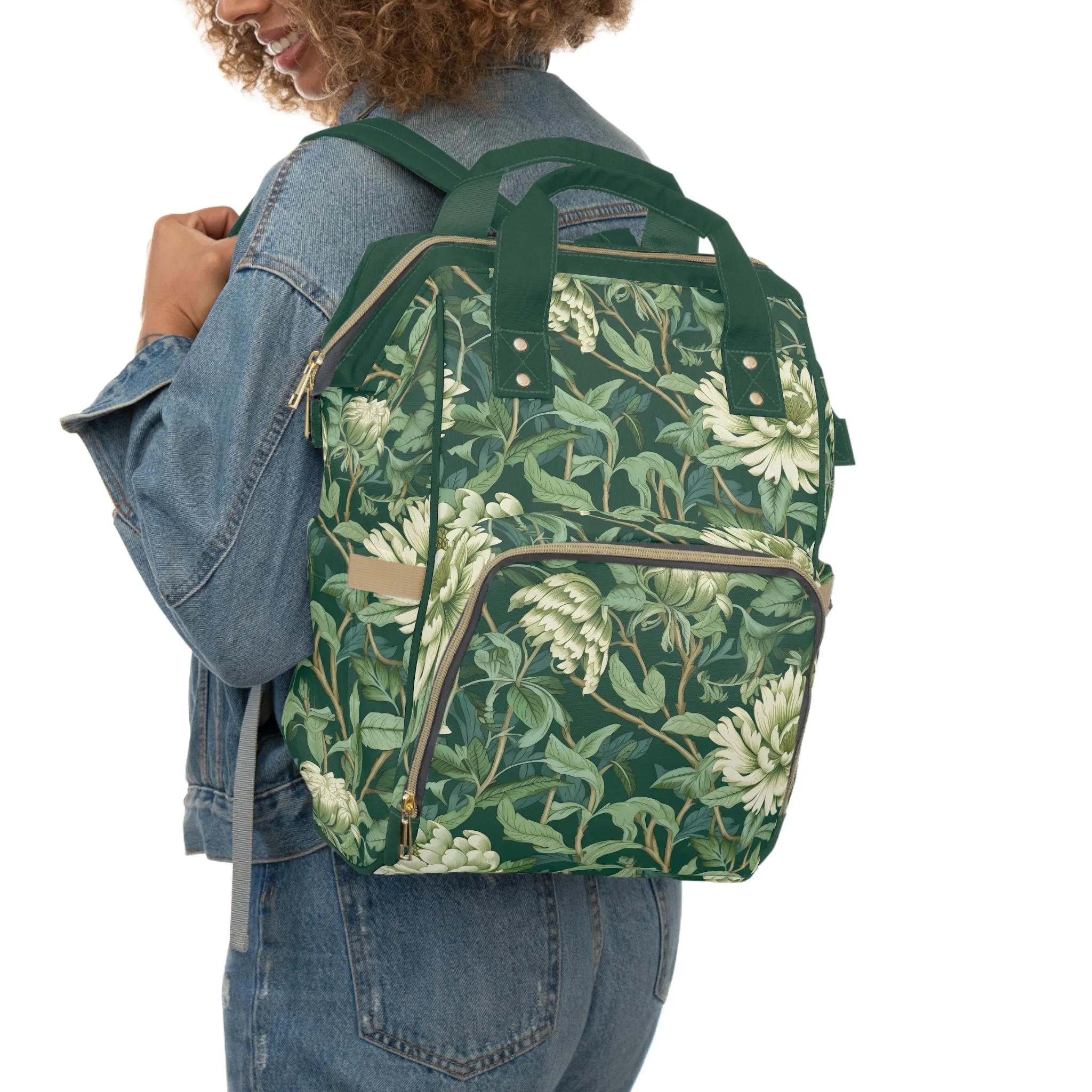 Chinoiserie Diaper Backpack - Elegant & Practical Baby Bag with Traditional Asian Motifs, Perfect for Stylish Parents