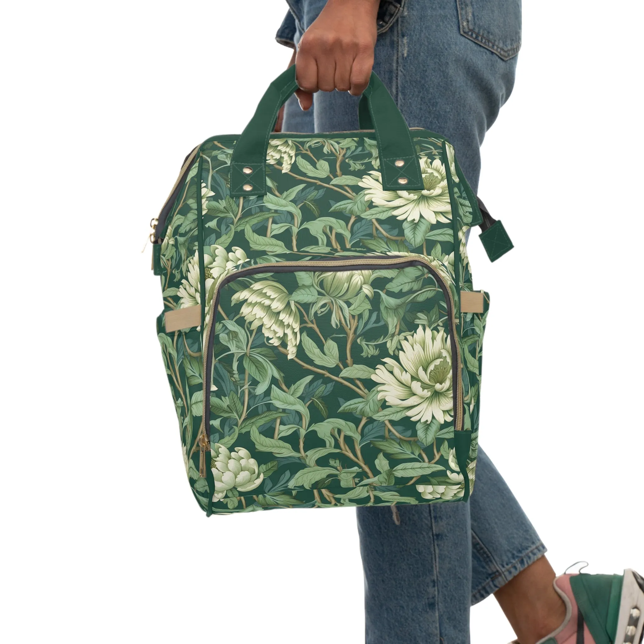 Chinoiserie Diaper Backpack - Elegant & Practical Baby Bag with Traditional Asian Motifs, Perfect for Stylish Parents
